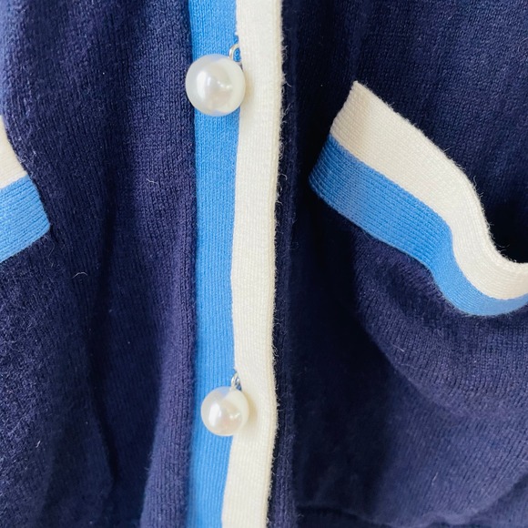 Talbots Size M Pearl Buttons Navy Blue Sweater size M - Picture 4 of 11